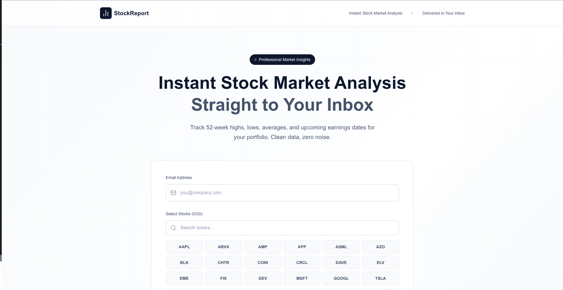 Stock Report screenshot