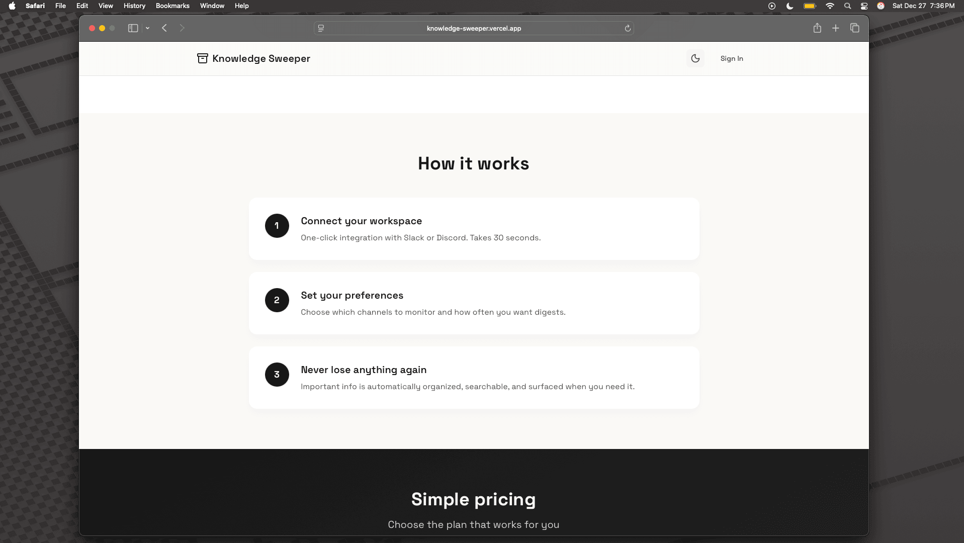 Knowledge Sweeper screenshot