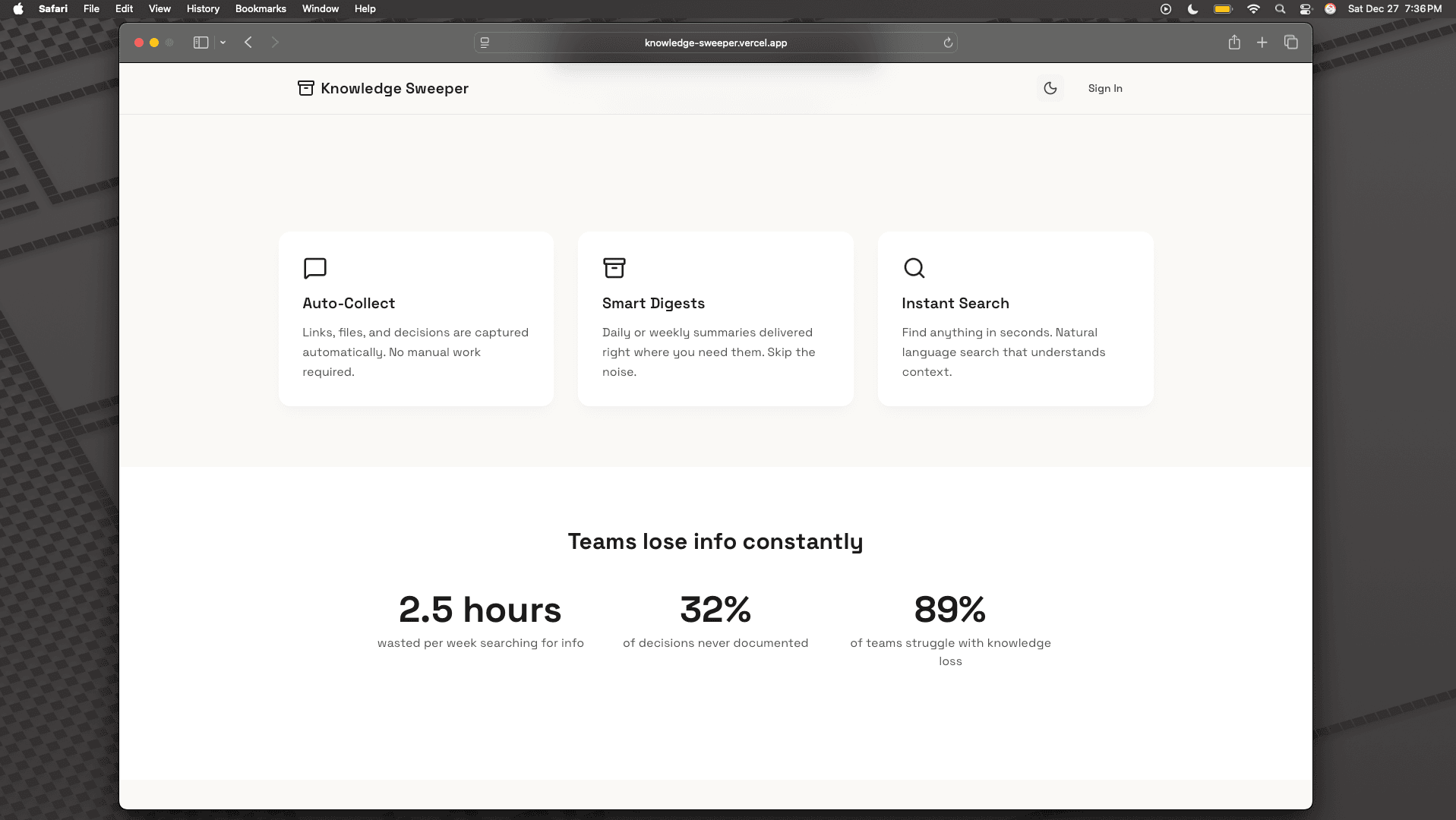 Knowledge Sweeper screenshot